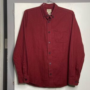 ll bean men wicked good button down flannel shirt medium red micro houndstooth